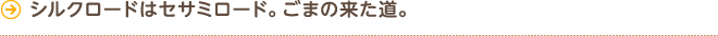 シルクロードはセサミロード｡ごまの来た道｡