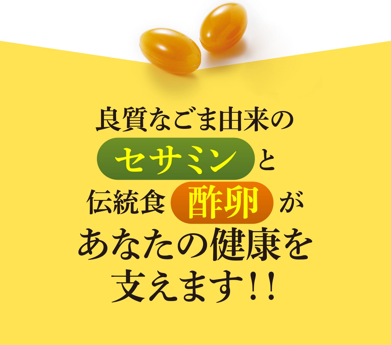 良質なごま由来のセサミンと伝統食酢卵があなたの健康を支えます！！